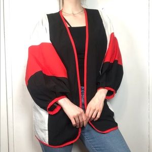 SOLD Vintage color block loose balloon sleeve duster